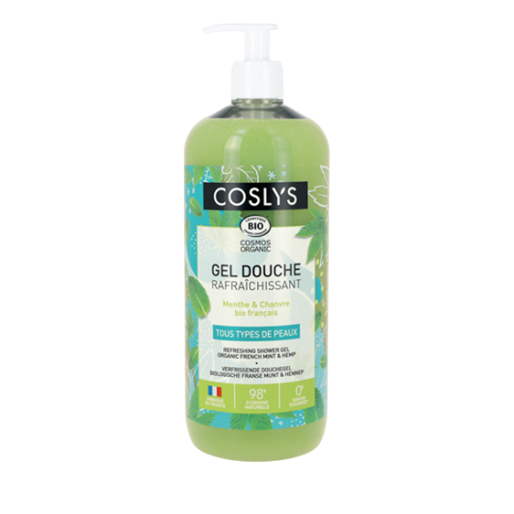 Coslys • Gel Douche rafraîchissant menthe-chanvre 1L