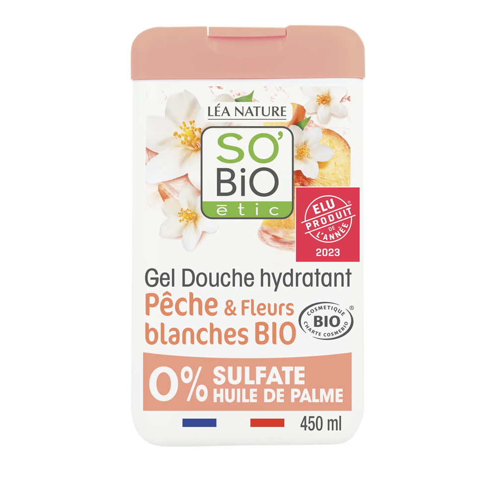So Bio étic • Gel douche hydratant pêche et fleurs blanches Bio
