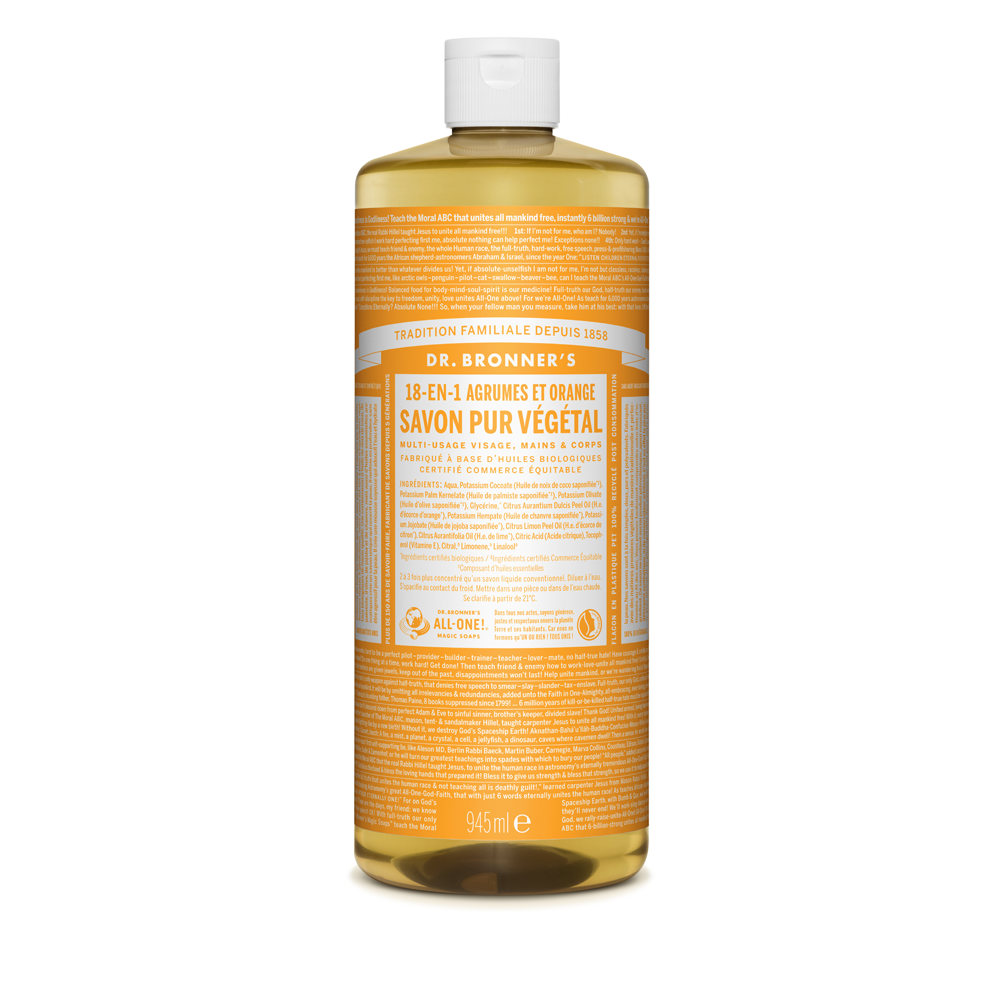 Dr Bronner's - Savon liquide pur végétal - Agrumes / Orange  950 ml