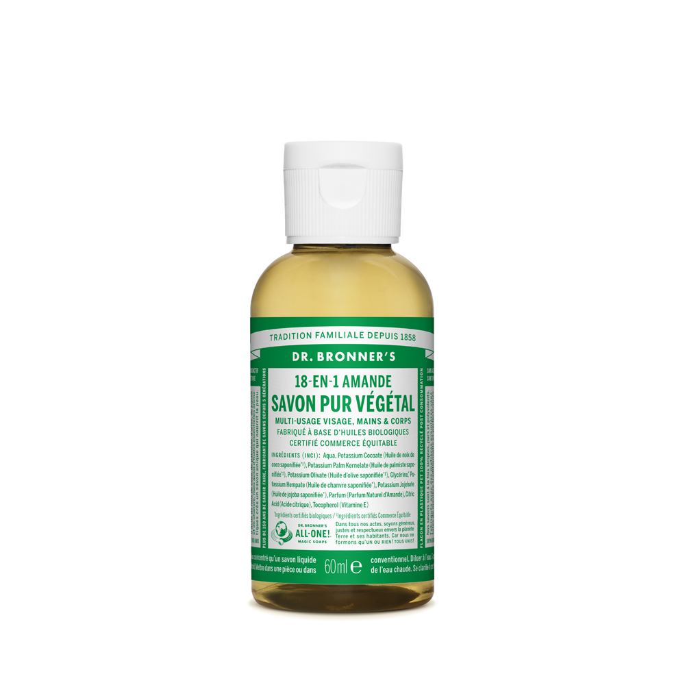 Dr Bronner's • Savon liquide pur végétal - Amande  60 ml