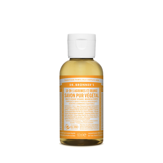 Dr Bronner's • Savon liquide pur végétal - Agrumes / Orange  60 ml