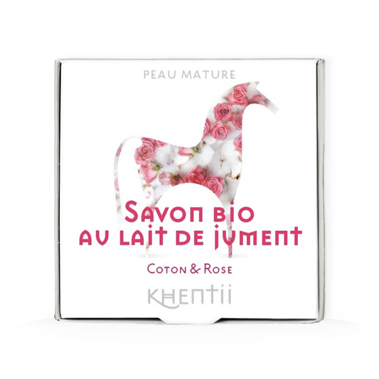 Khentii - Savon au lait de jument 40 % coton et rose