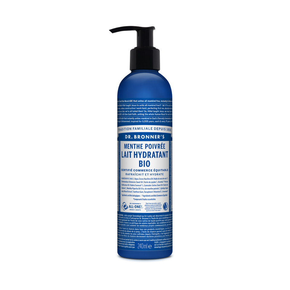 Dr Bronner's - Lait hydratant bio Menthe poivrée