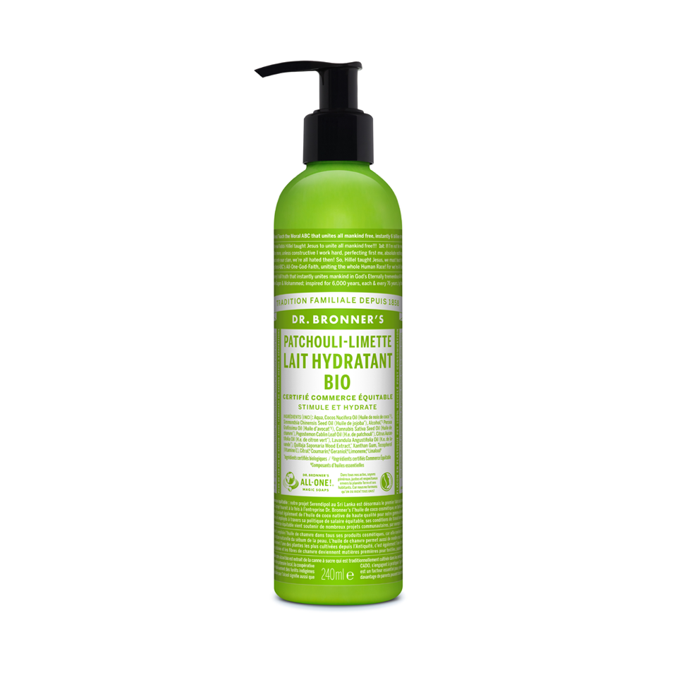 Dr Bronner's - Lait hydratant bio Patchouli / Limette