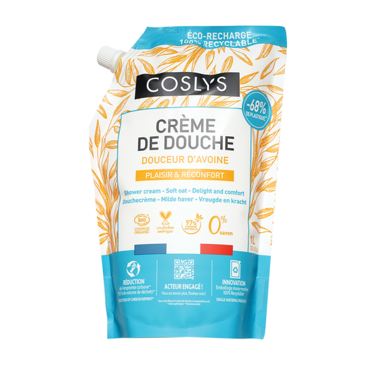 Coslys • Crème de Douche Douceur d'Avoine Bio 1L - Doypack (Recharge)