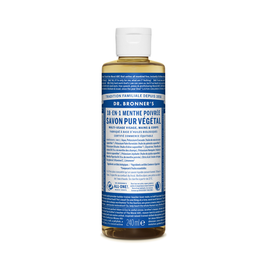 Dr Bronner's - Savon liquide pur végétal - Menthe poivrée 240 ml