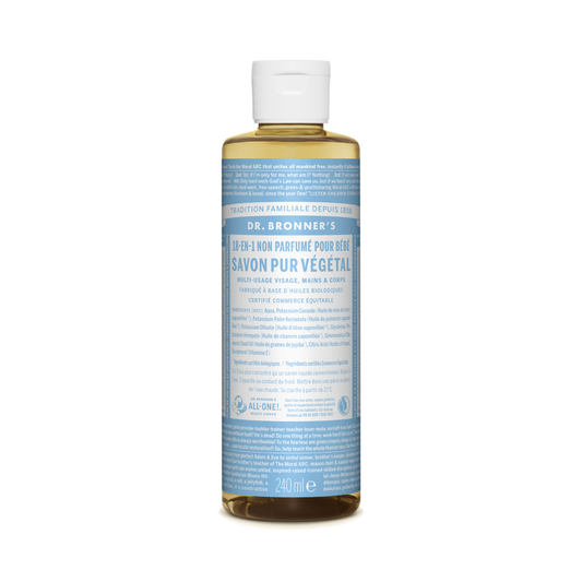 Dr Bronner's - Savon liquide pur végétal - Non parfumé 240 ml