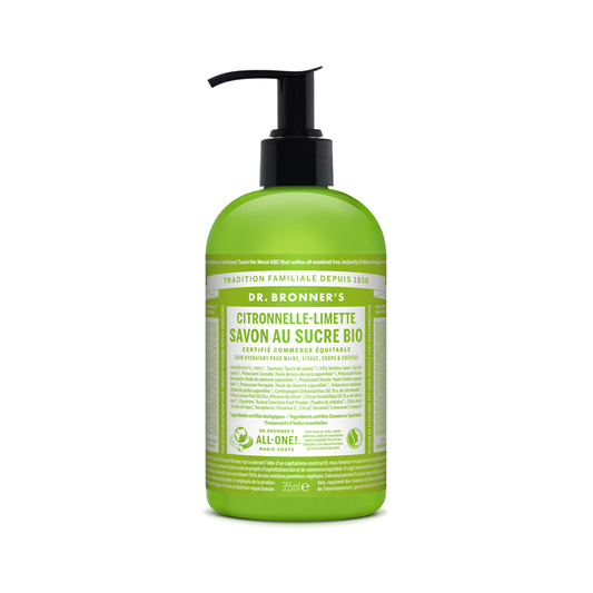 Dr Bronner's - Savon au sucre bio Citronelle-Limette