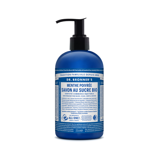 Dr Bronner's - Savon au sucre bio Menthe poivrée