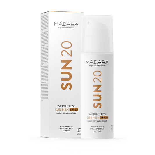 Mádara • Weightless Sun Milk SPF20 • Protection Solaire 20